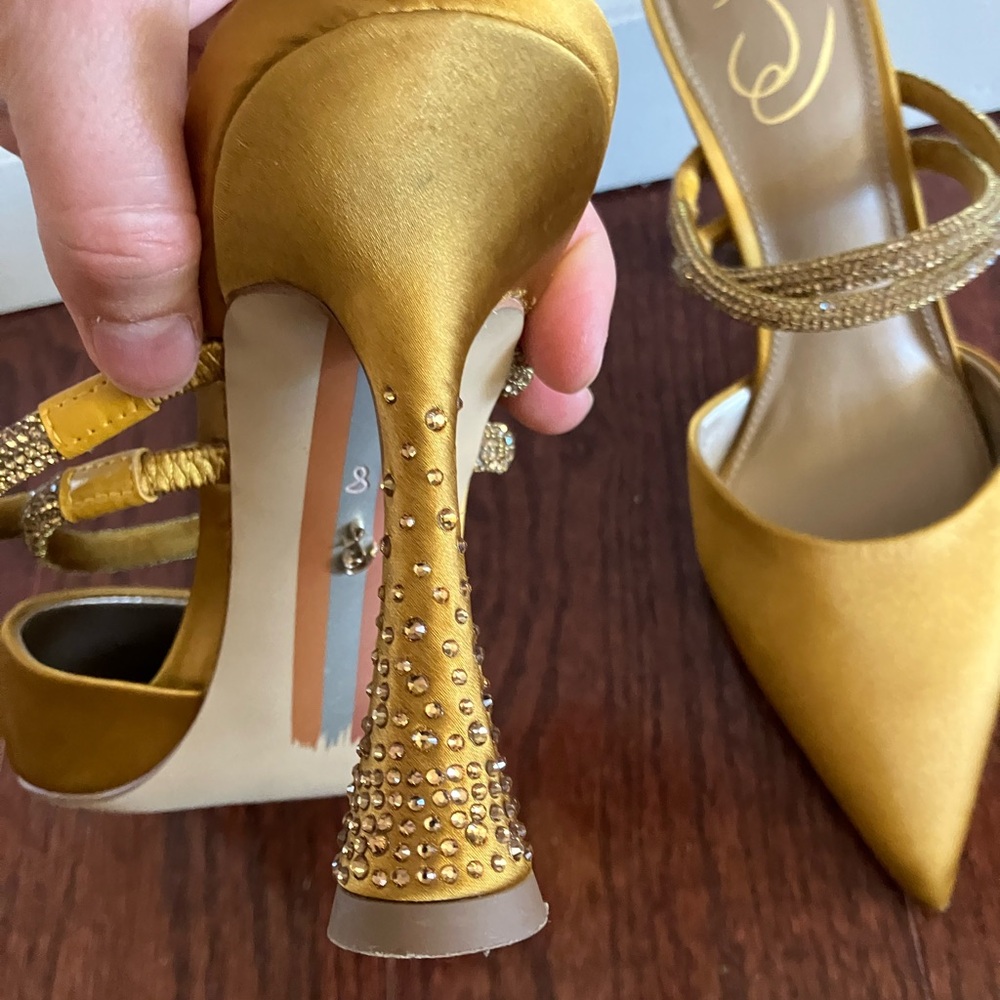Sam Edelman Agustin Mule Heels yellow gold satin - Picture 3 of 6